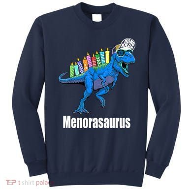 Menorasaurus T Rex Hanukkah Funny Dino Sweatshirt