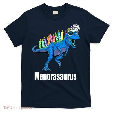 Menorasaurus T Rex Hanukkah Funny Dino T-Shirt