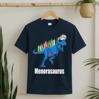 Menorasaurus T Rex Hanukkah Funny Dino T-Shirt thumb 2