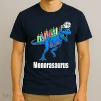 Menorasaurus T Rex Hanukkah Funny Dino T-Shirt thumb 3