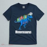 Menorasaurus T Rex Hanukkah Funny Dino T-Shirt thumb 5