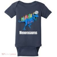 Menorasaurus T Rex Hanukkah Funny Dino Baby Bodysuit thumb 0
