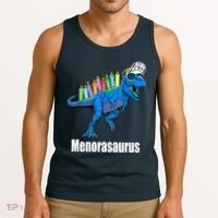 Menorasaurus T Rex Hanukkah Funny Dino Tank Top thumb 3
