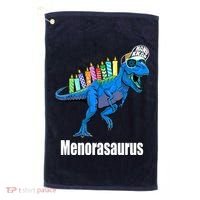 Menorasaurus T Rex Hanukkah Funny Dino Golf Towel thumb 0