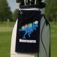 Menorasaurus T Rex Hanukkah Funny Dino Golf Towel thumb 2