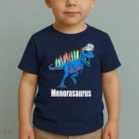Menorasaurus T Rex Hanukkah Funny Dino Toddler T-Shirt thumb 2