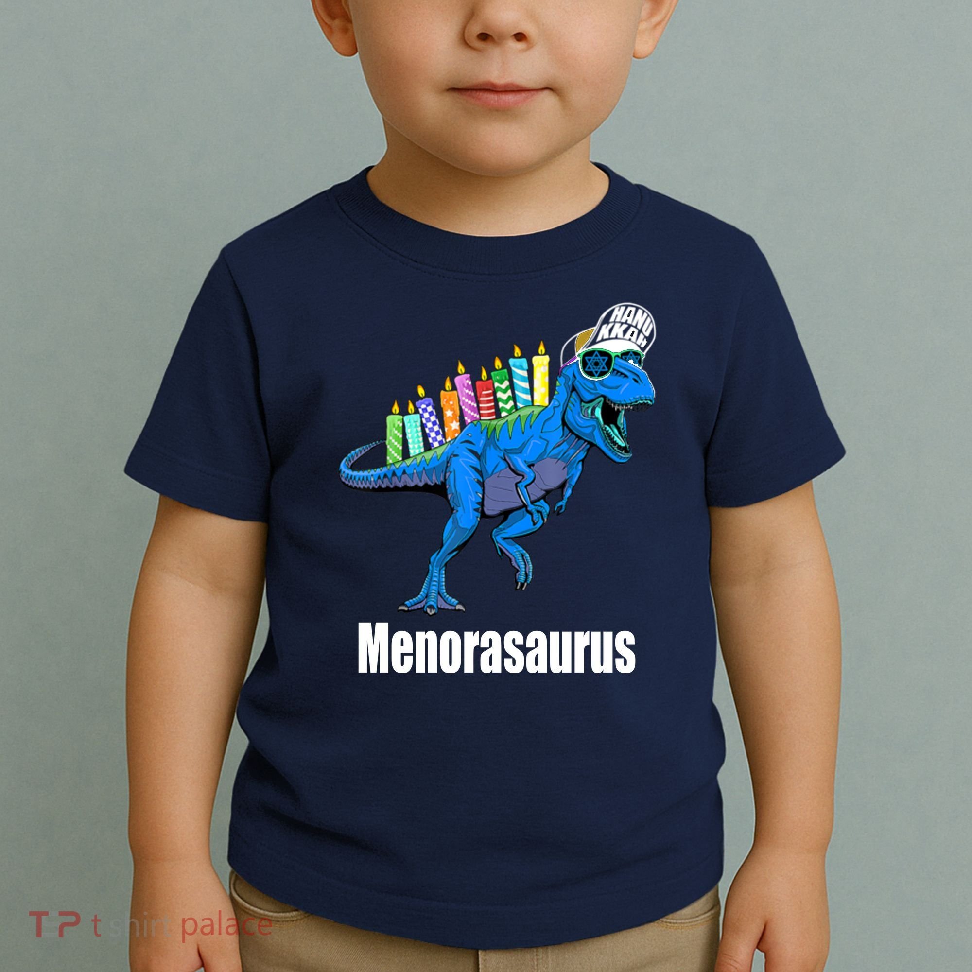 Menorasaurus T Rex Hanukkah Funny Dino Toddler T-Shirt