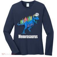 Menorasaurus T Rex Hanukkah Funny Dino Women's Long Sleeve Shirt thumb 0