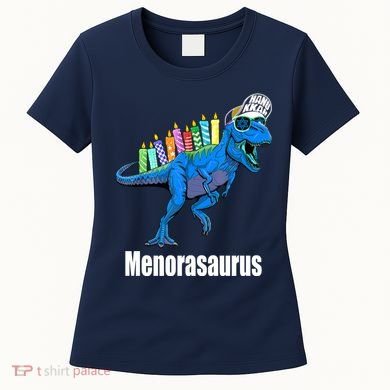 Menorasaurus T Rex Hanukkah Funny Dino Women's T-Shirt
