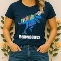 Menorasaurus T Rex Hanukkah Funny Dino Women's T-Shirt thumb 2