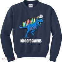 Menorasaurus T Rex Hanukkah Funny Dino Kids Sweatshirt thumb 0