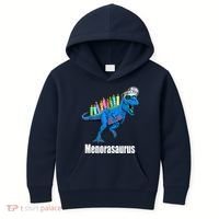 Menorasaurus T Rex Hanukkah Funny Dino Kids Hoodie thumb 0
