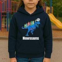 Menorasaurus T Rex Hanukkah Funny Dino Kids Hoodie thumb 3
