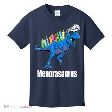 Menorasaurus T Rex Hanukkah Funny Dino Kids T-Shirt