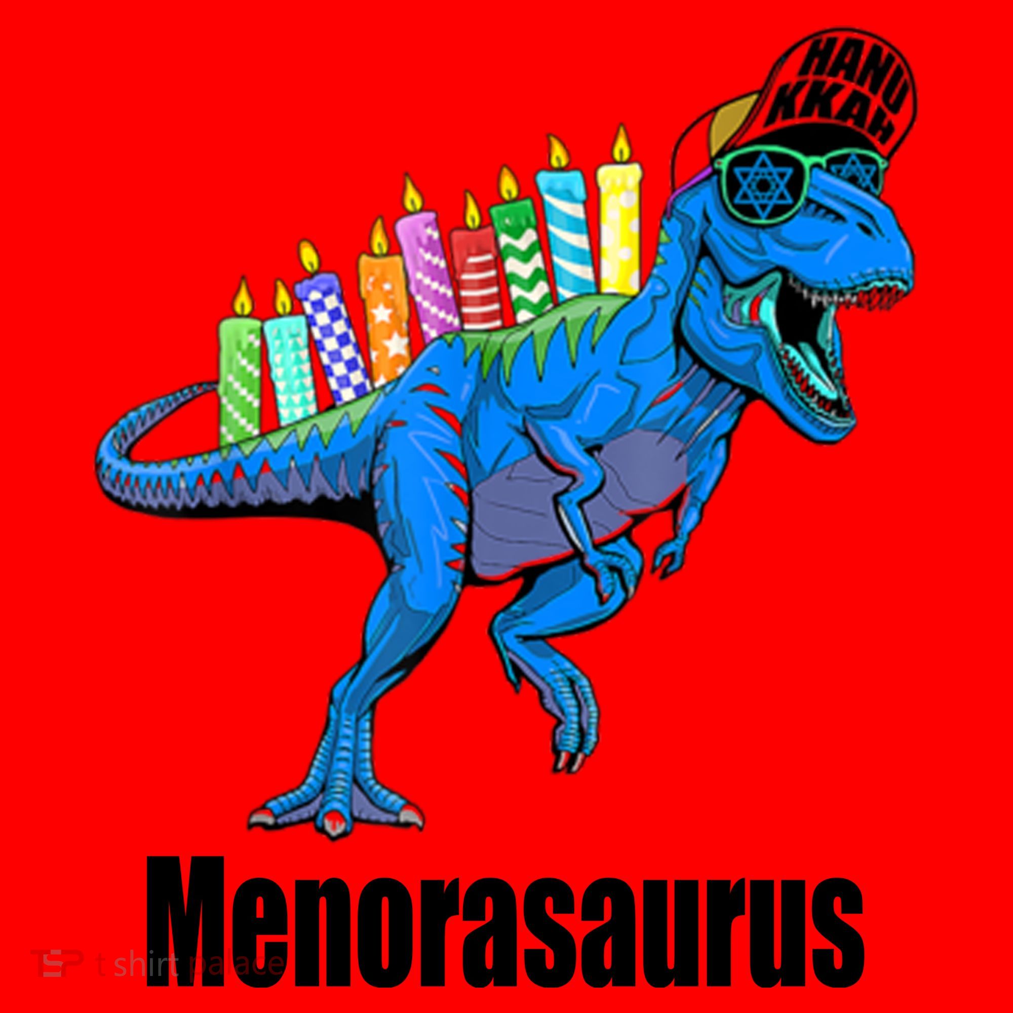 Menorasaurus T Rex Hanukkah Funny Dino Santa Hat