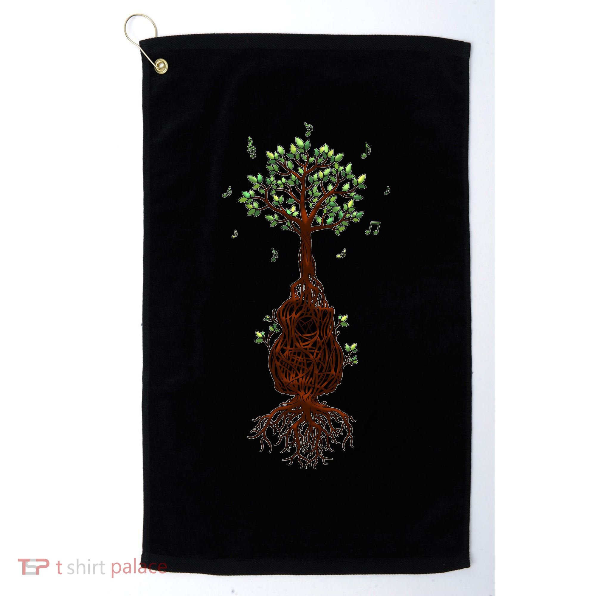 Musical Tree Root Guitar Golf Towel