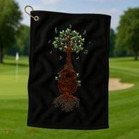 Musical Tree Root Guitar Golf Towel thumb 1