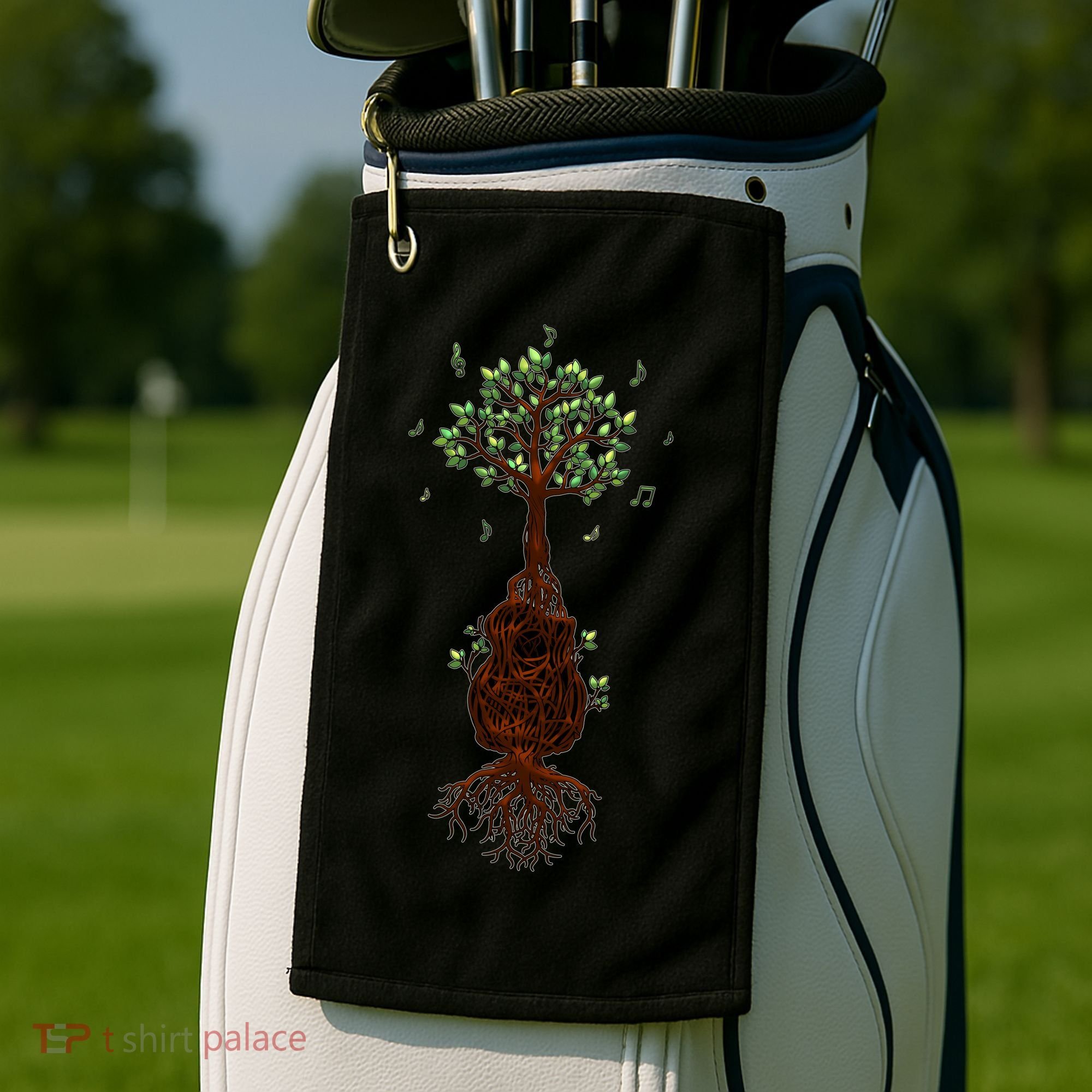 Musical Tree Root Guitar Golf Towel