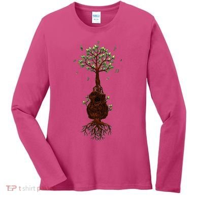 Musical Tree Root Guitar Women's Long Sleeve Shirt