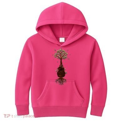 Musical Tree Root Guitar Kids Hoodie