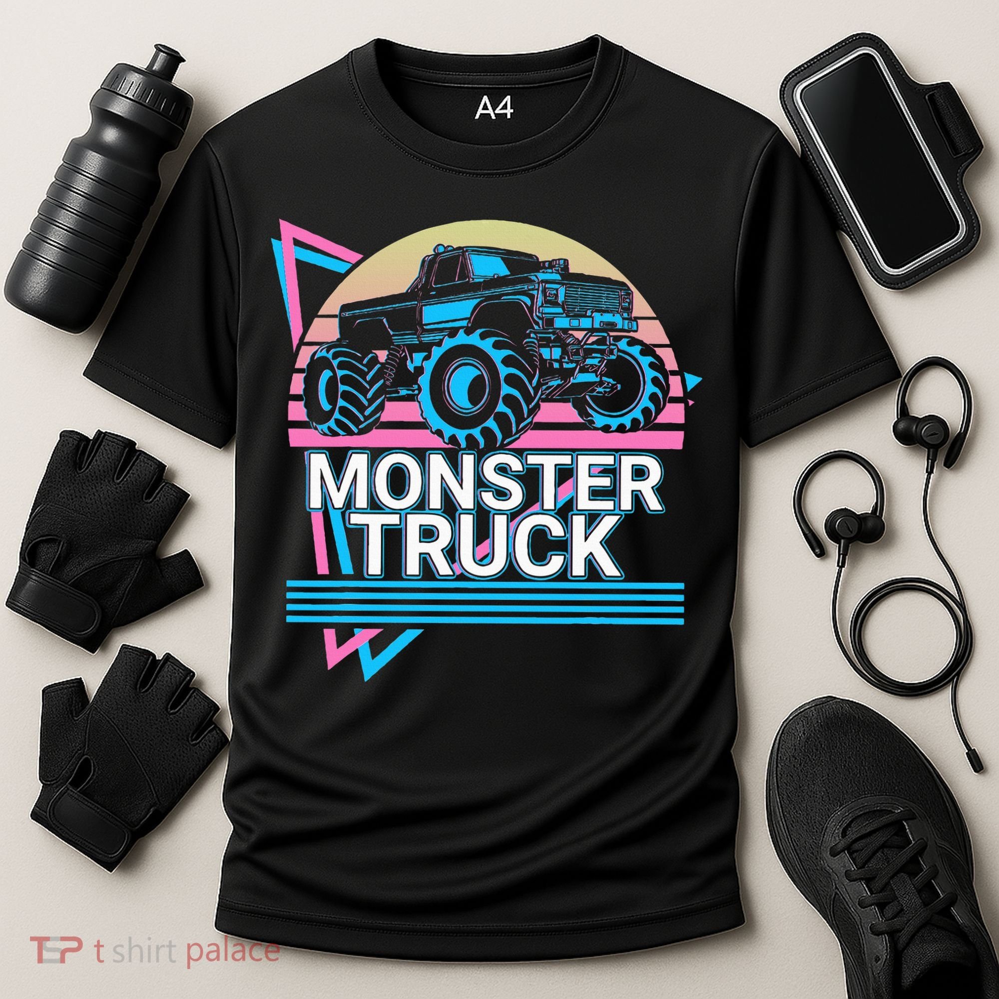 Monster Truck Retro Cooling Performance Crew T-Shirt