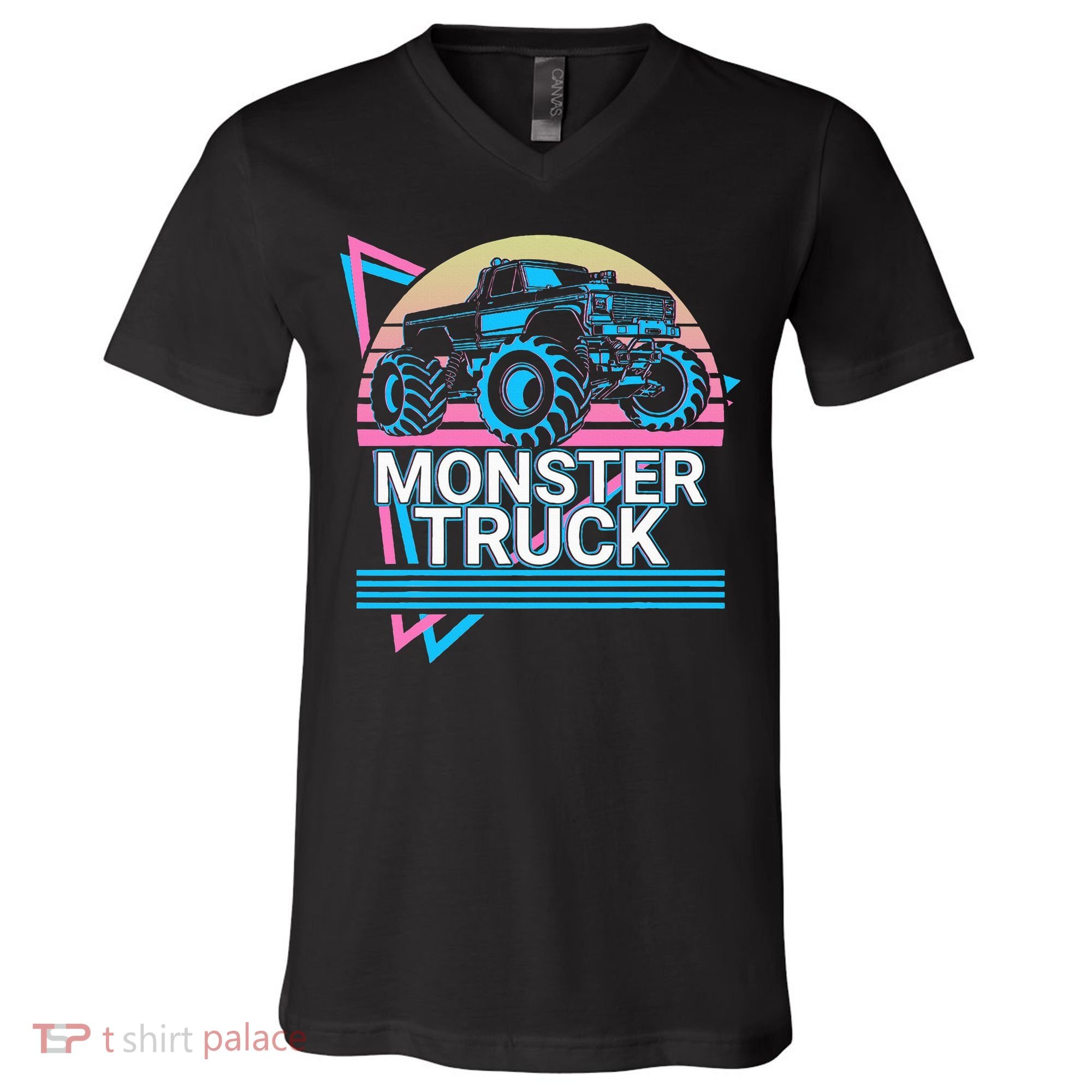Monster Truck Retro V-Neck T-Shirt