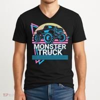 Monster Truck Retro V-Neck T-Shirt thumb 2