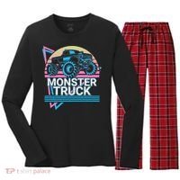 Monster Truck Retro Women's Long Sleeve Flannel Pajama Set  thumb 0