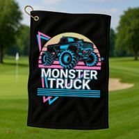 Monster Truck Retro Golf Towel thumb 1