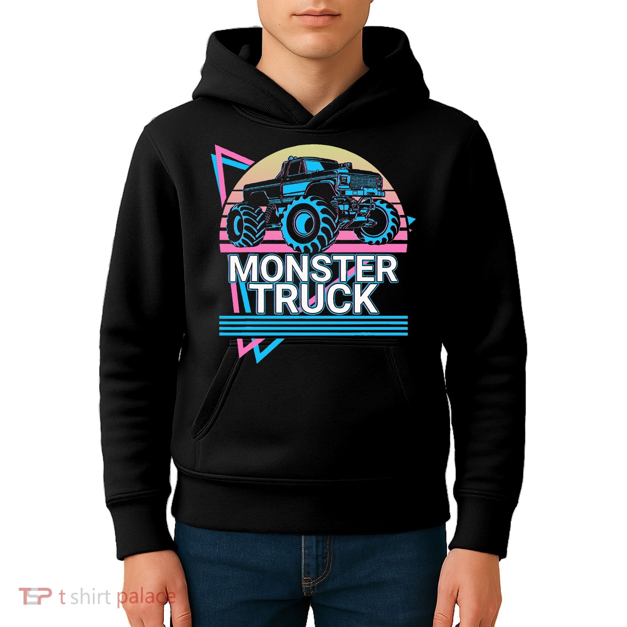Monster Truck Retro Kids Hoodie