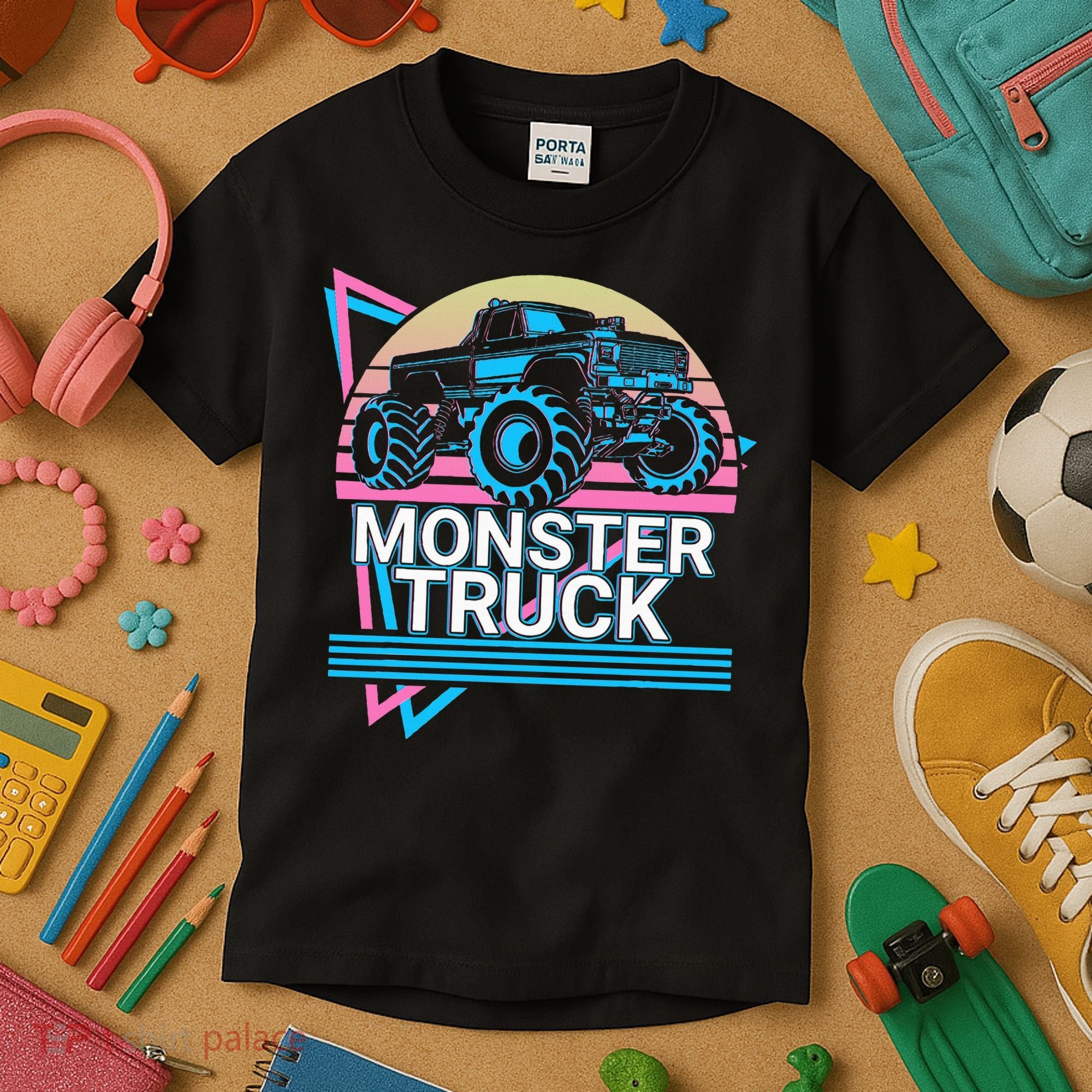 Monster Truck Retro Kids T-Shirt