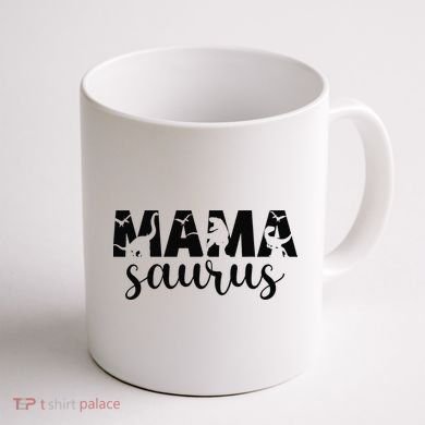 MamaSaurus T rex Dinosaur Funny Mama Saurus Mother's Day Coffee Mug back