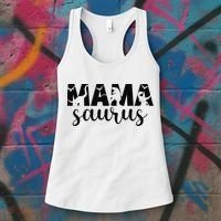 MamaSaurus T rex Dinosaur Funny Mama Saurus Mother's Day Women's Tank Top thumb 3
