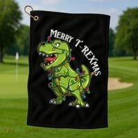 Merry T Rexmas Trex Christmas Golf Towel thumb 1