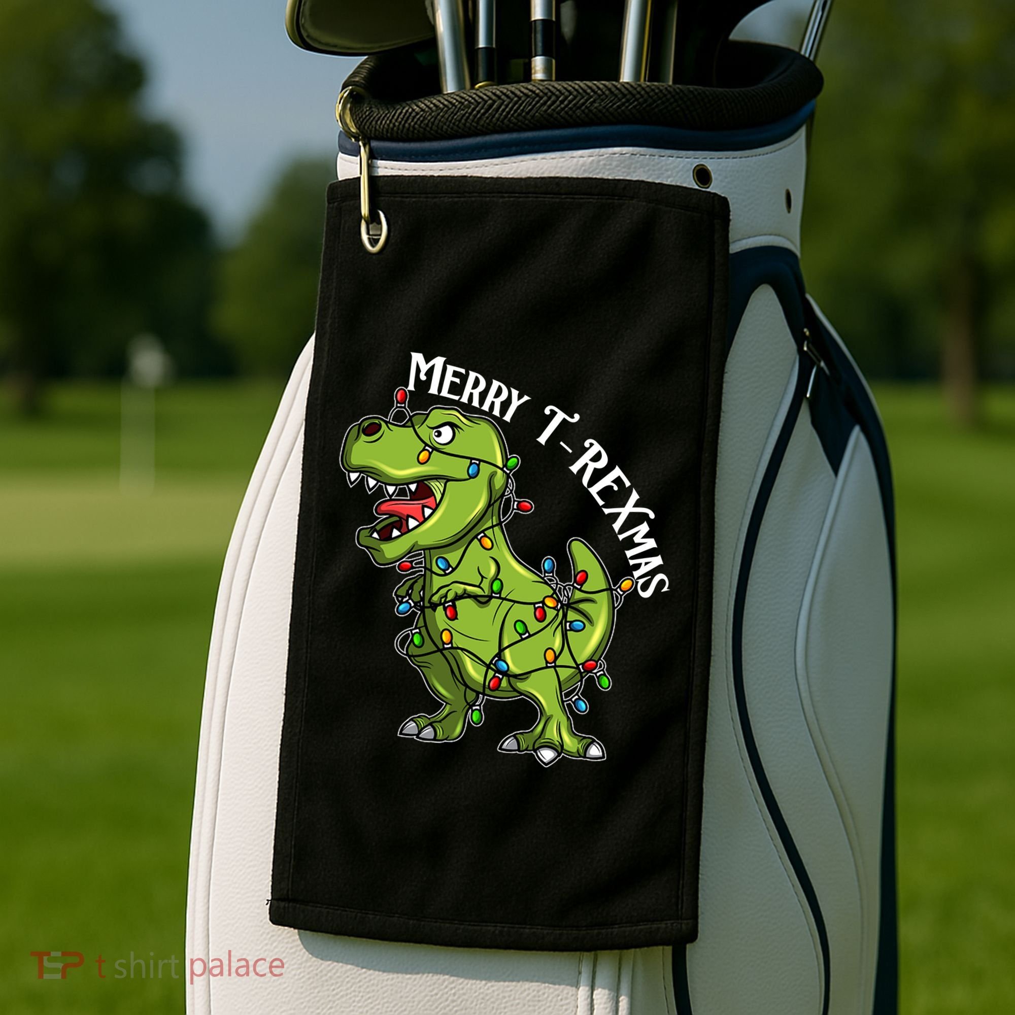 Merry T Rexmas Trex Christmas Golf Towel