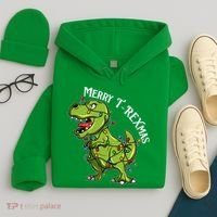 Merry T Rexmas Trex Christmas Hoodie thumb 4