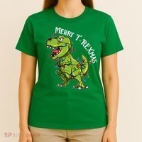 Merry T Rexmas Trex Christmas T-Shirt thumb 4