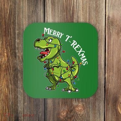 Merry T Rexmas Trex Christmas Coaster