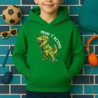 Merry T Rexmas Trex Christmas Kids Hoodie thumb 2