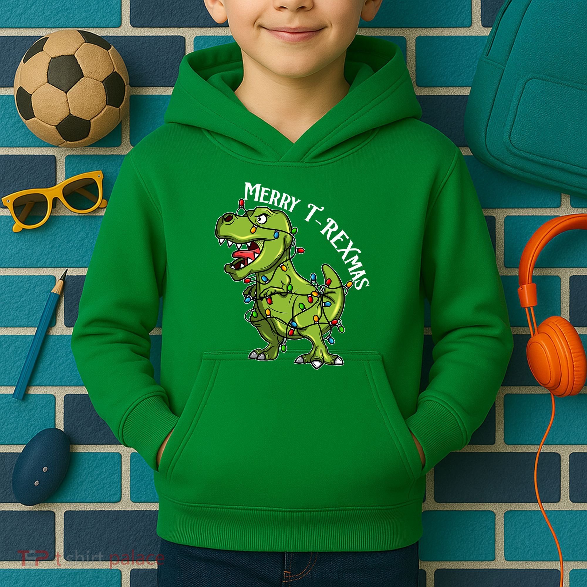 Merry T Rexmas Trex Christmas Kids Hoodie
