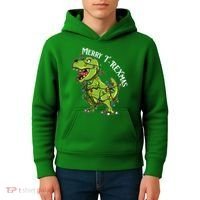 Merry T Rexmas Trex Christmas Kids Hoodie thumb 4