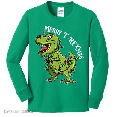 Merry T Rexmas Trex Christmas Kids Long Sleeve Shirt