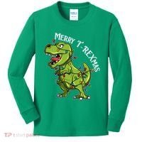 Merry T Rexmas Trex Christmas Kids Long Sleeve Shirt thumb 0