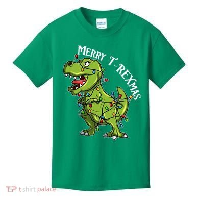 Merry T Rexmas Trex Christmas Kids T-Shirt