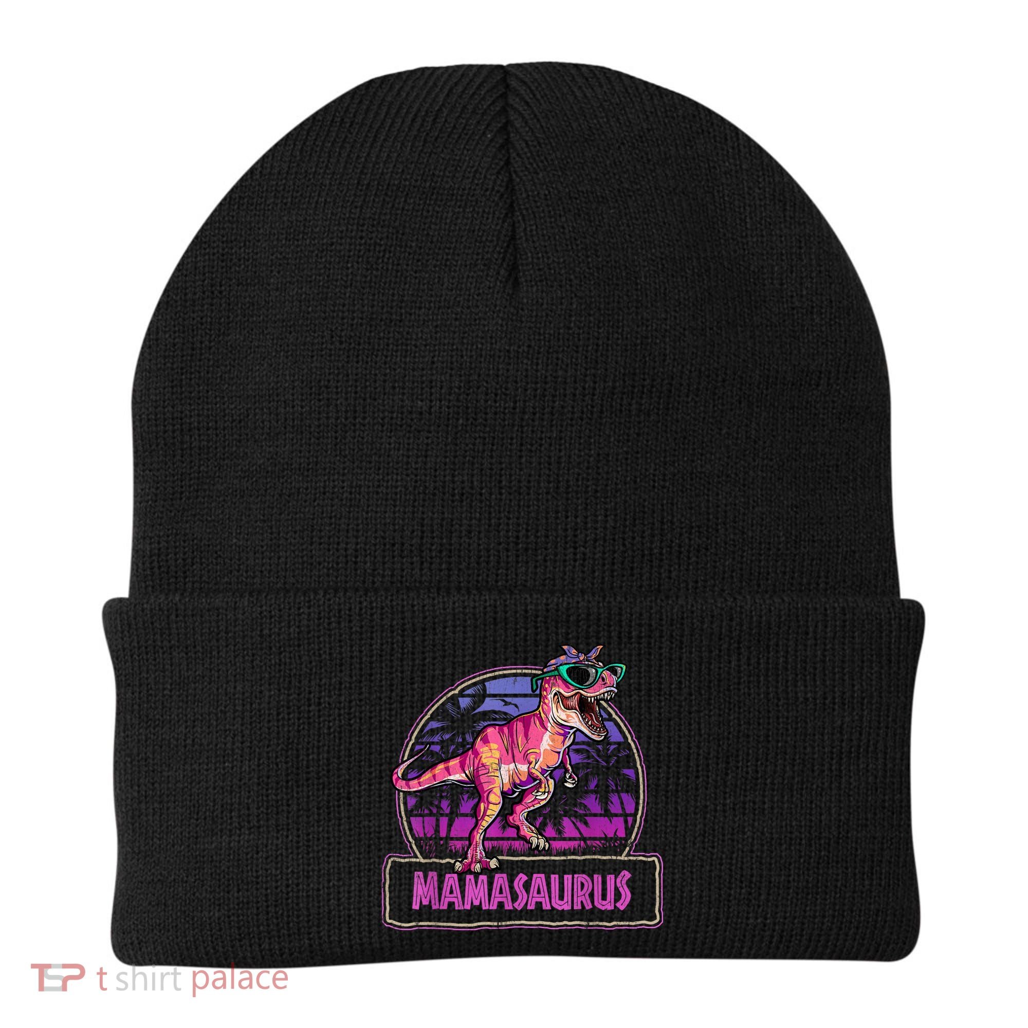 Mamasaurus T Rex Mama Saurus Women Dinosaur Family Matching Beanie
