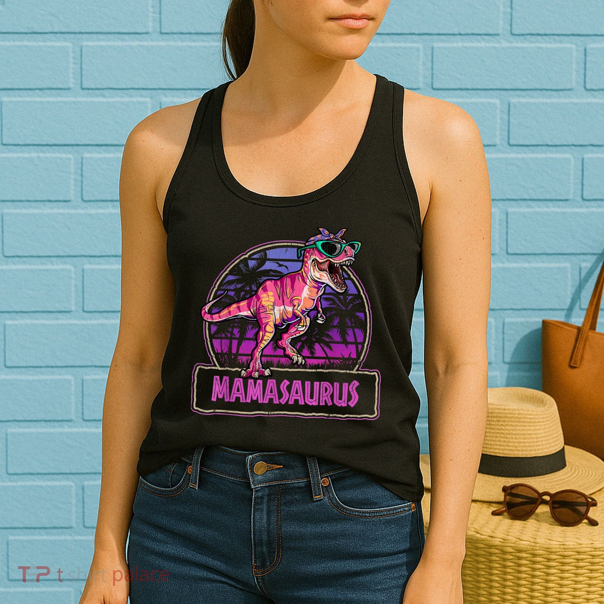 Mamasaurus T Rex Mama Saurus Women Dinosaur Family Matching Women's Tank Top