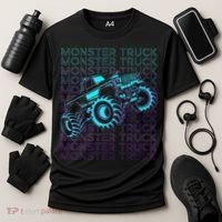 Monster Truck Retro Cooling Performance Crew T-Shirt thumb 3