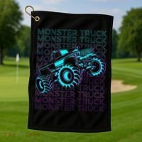Monster Truck Retro Golf Towel thumb 1