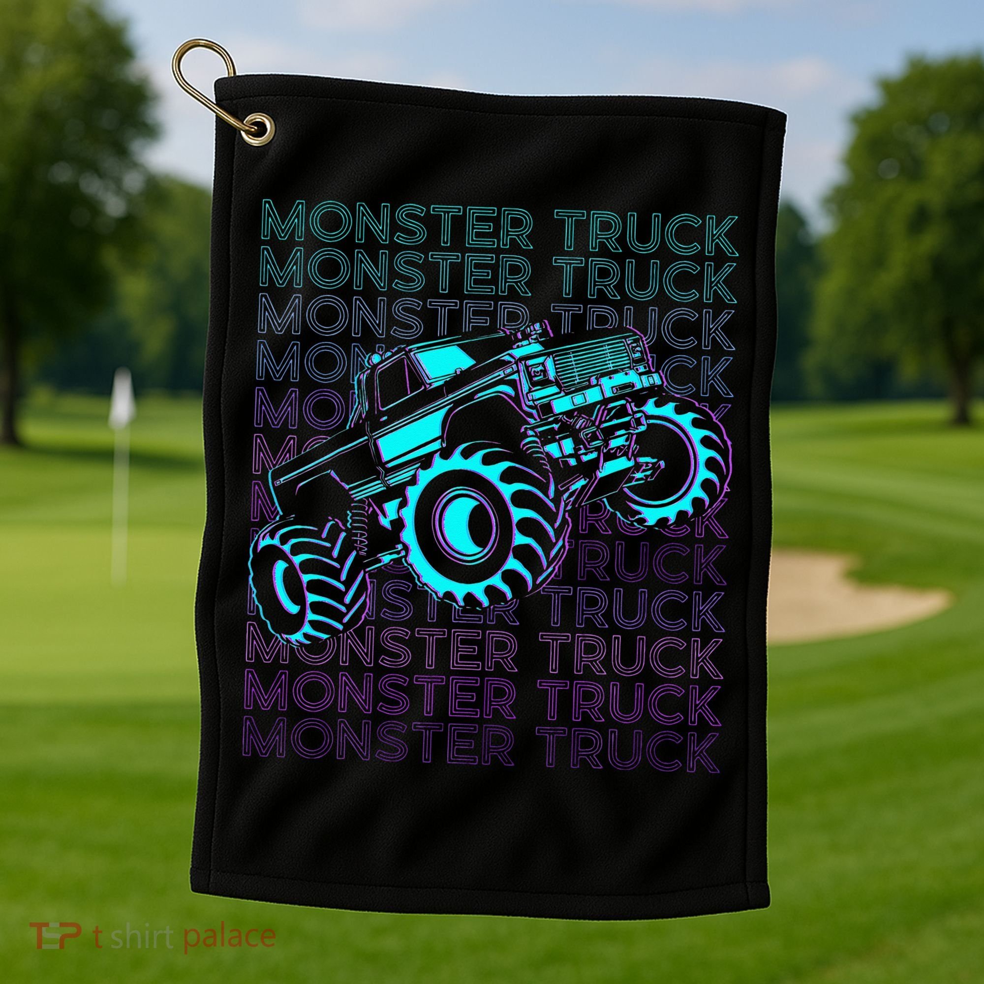 Monster Truck Retro Golf Towel
