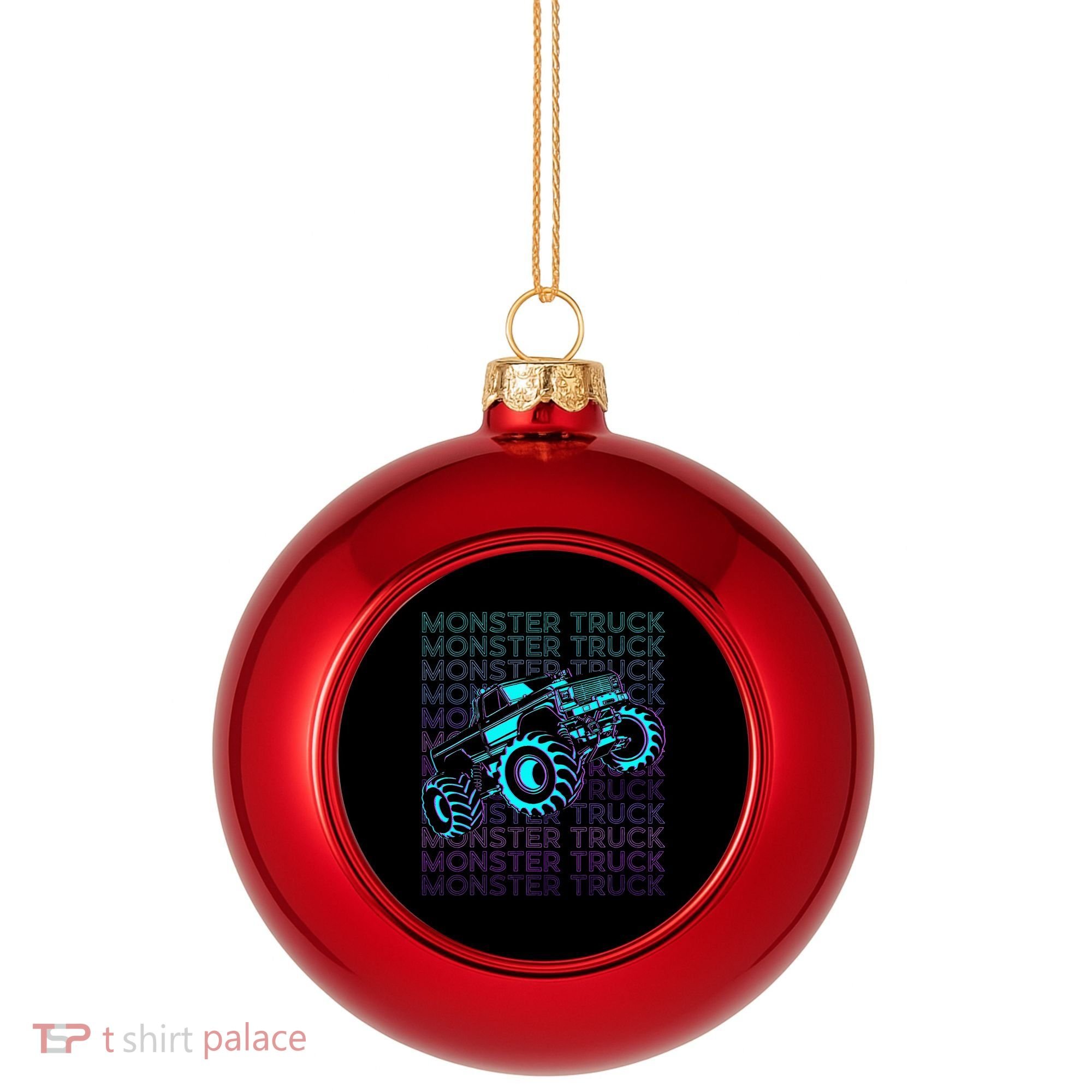 Monster Truck Retro Plastic Christmas Ball Ornament